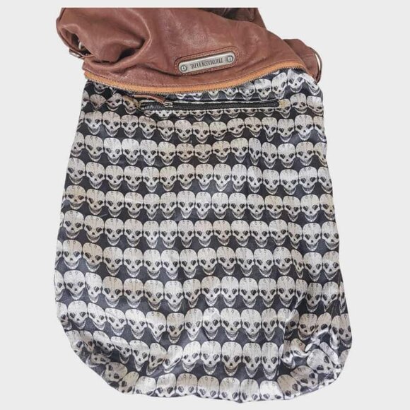 Thomas Wylde Brown Leather Studded Skull Large Hobo Bag Vintage Y2K - Picture 10 of 15